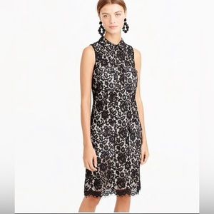 Size 6 J Crew black lace shift dress with collar EUC
